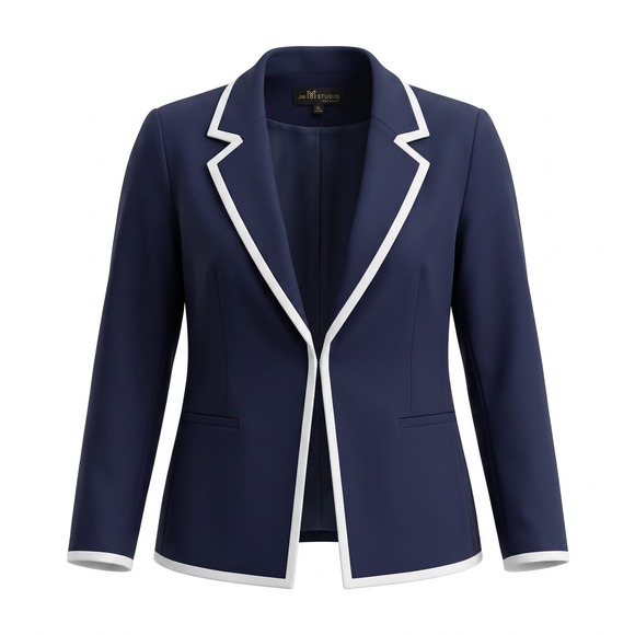 John Meyer Jackets & Blazers - JM Studio Blazer XL Navy Blue White Trim Preppy Nautical Career Jacket